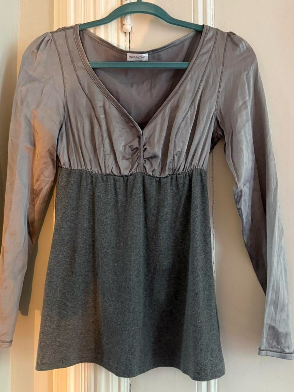 Two-Tone Gray Long Sleeve Top